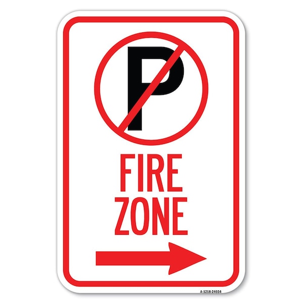 Signmission No Parking Symbol and Right Arrow Heavy-Gauge Aluminum Sign, 12" x 18", A-1218-24654 A-1218-24654 - main